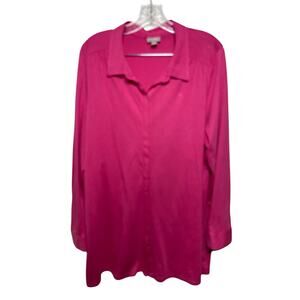 J Jill Pink Women's Longsleeve Button Up Shirt Sz XL Stretch